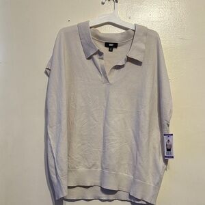 DKNY Light Cream Pullover with Collar